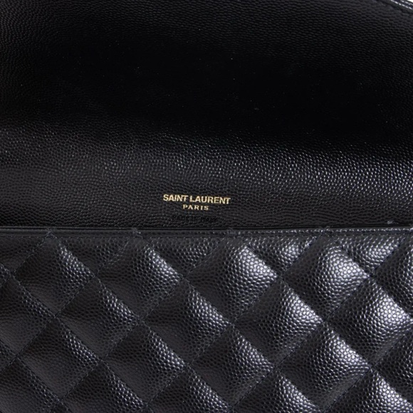 Yves Saint Laurent Quilted Black Clutch with Gold Emblem - Picture 5 of 9
